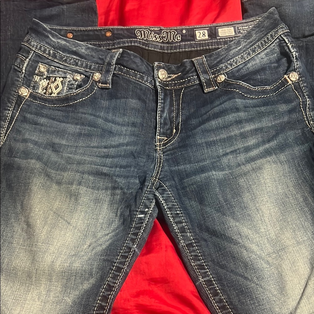 Miss Me Blue Boot Cut Jeans with Embellished Details